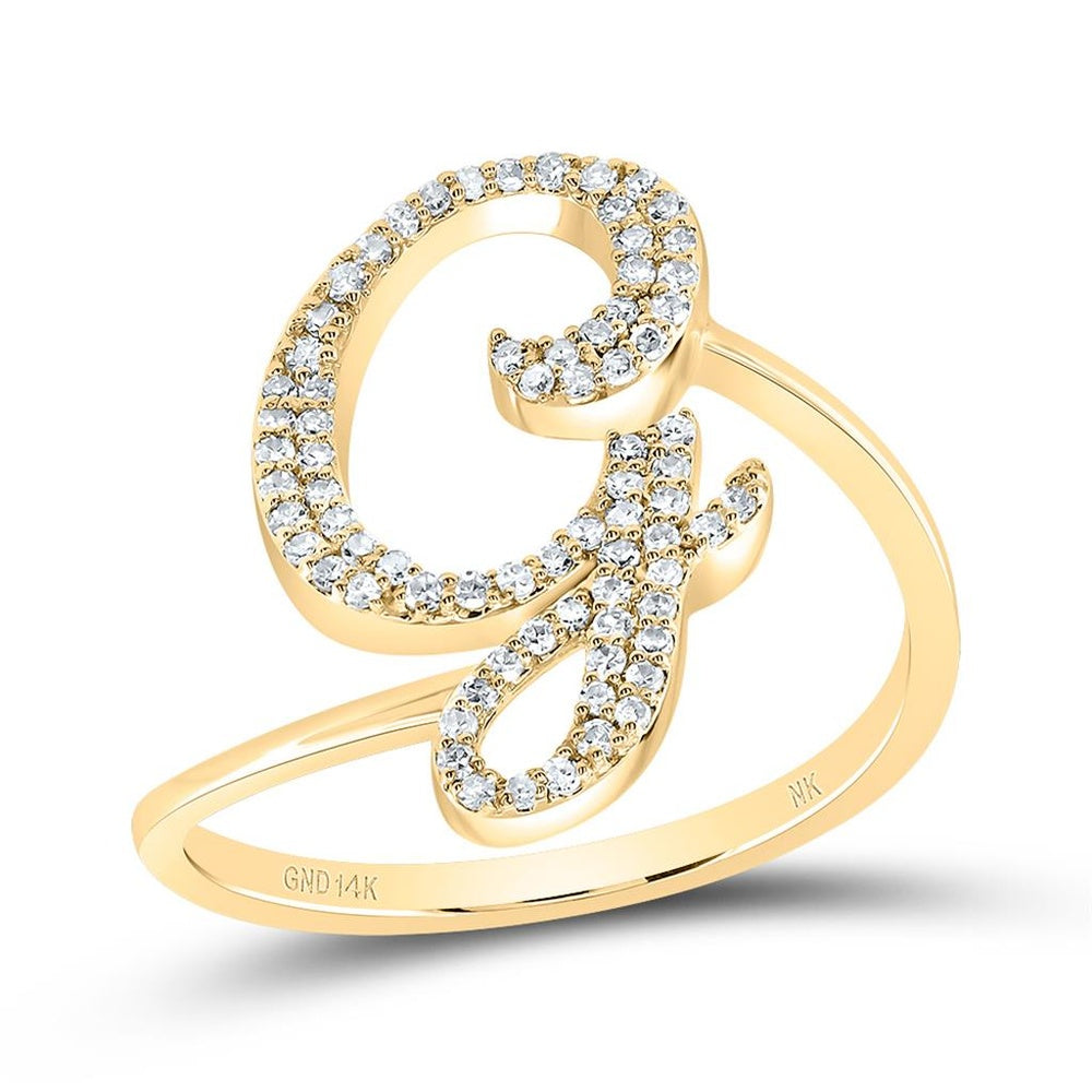 14K Yellow Gold Diamond Initial G Ring - 1/4 Carat Total Diamond Weight