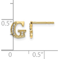 14K Yellow Gold Diamond Initial G Stud Earrings with Round Diamonds - 0.007 Carats Total Diamond Weight by Monteluci Fine Jewelry
