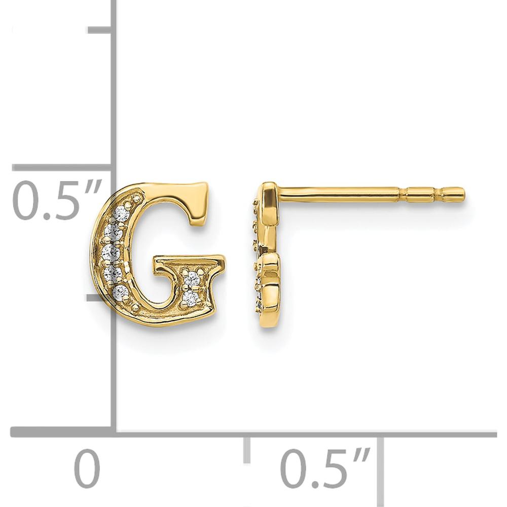 14K Yellow Gold Diamond Initial G Stud Earrings with Round Diamonds - 0.007 Carats Total Diamond Weight by Monteluci Fine Jewelry