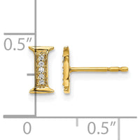 14K Yellow Gold Diamond Initial I Button Earrings - 0.03 Carats Total Diamond Weight by Monteluci Fine Jewelry