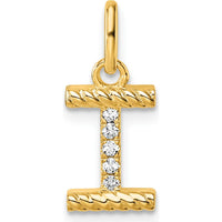 14K Yellow Gold Diamond Initial "I" Charm with Twisted Design - 0.05 Carat Total Diamond Weight by Oro Pregiato