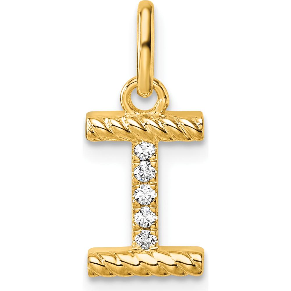 14K Yellow Gold Diamond Initial "I" Charm with Twisted Design - 0.05 Carat Total Diamond Weight by Oro Pregiato