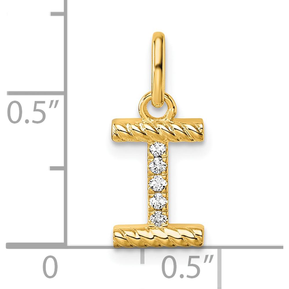 14K Yellow Gold Diamond Initial "I" Charm with Twisted Design - 0.05 Carat Total Diamond Weight by Oro Pregiato