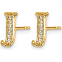 14K Yellow Gold Diamond Initial "J" Button Earrings - 0.03 Carats Total Diamond Weight by Monteluci Fine Jewelry