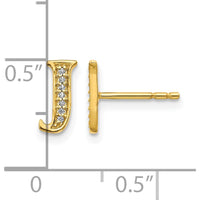 14K Yellow Gold Diamond Initial "J" Button Earrings - 0.03 Carats Total Diamond Weight by Monteluci Fine Jewelry