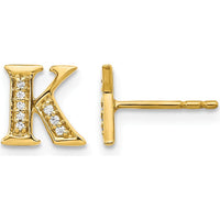 14K Yellow Gold Diamond Initial K Earrings - 0.014 Carats Total Diamond Weight by Monteluci Fine Jewelry
