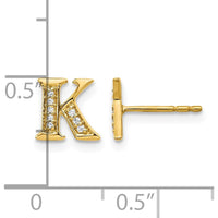 14K Yellow Gold Diamond Initial K Earrings - 0.014 Carats Total Diamond Weight by Monteluci Fine Jewelry