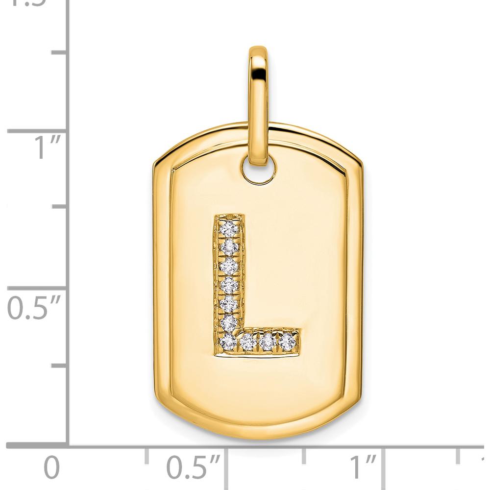 14K Yellow Gold Diamond Initial "L" Dog Tag Charm by Oro Pregiato