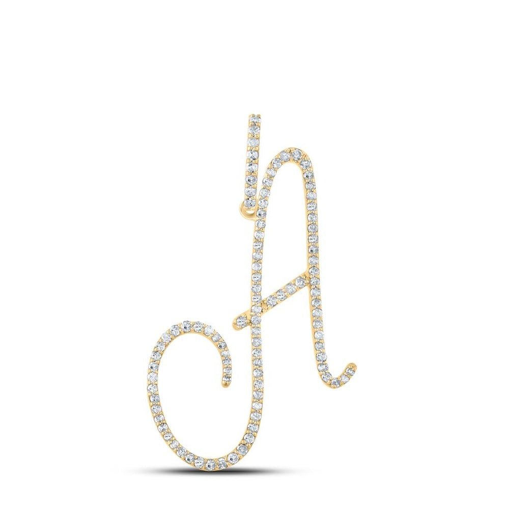 14K Yellow Gold Diamond Initial L Pendant - 1/2 Carat Total Diamond Weight