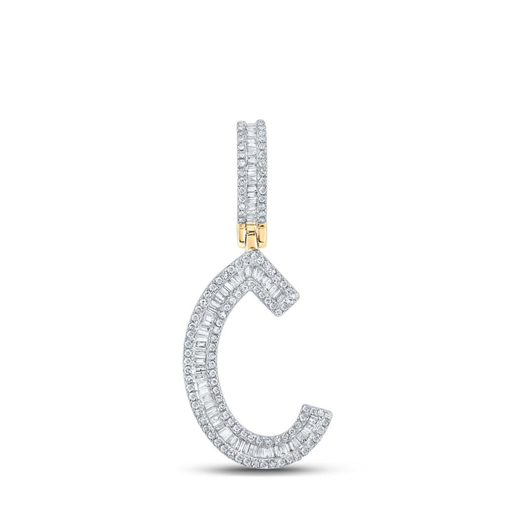 14K Yellow Gold Diamond Initial L Pendant - 3/4 Carat Total Diamond Weight