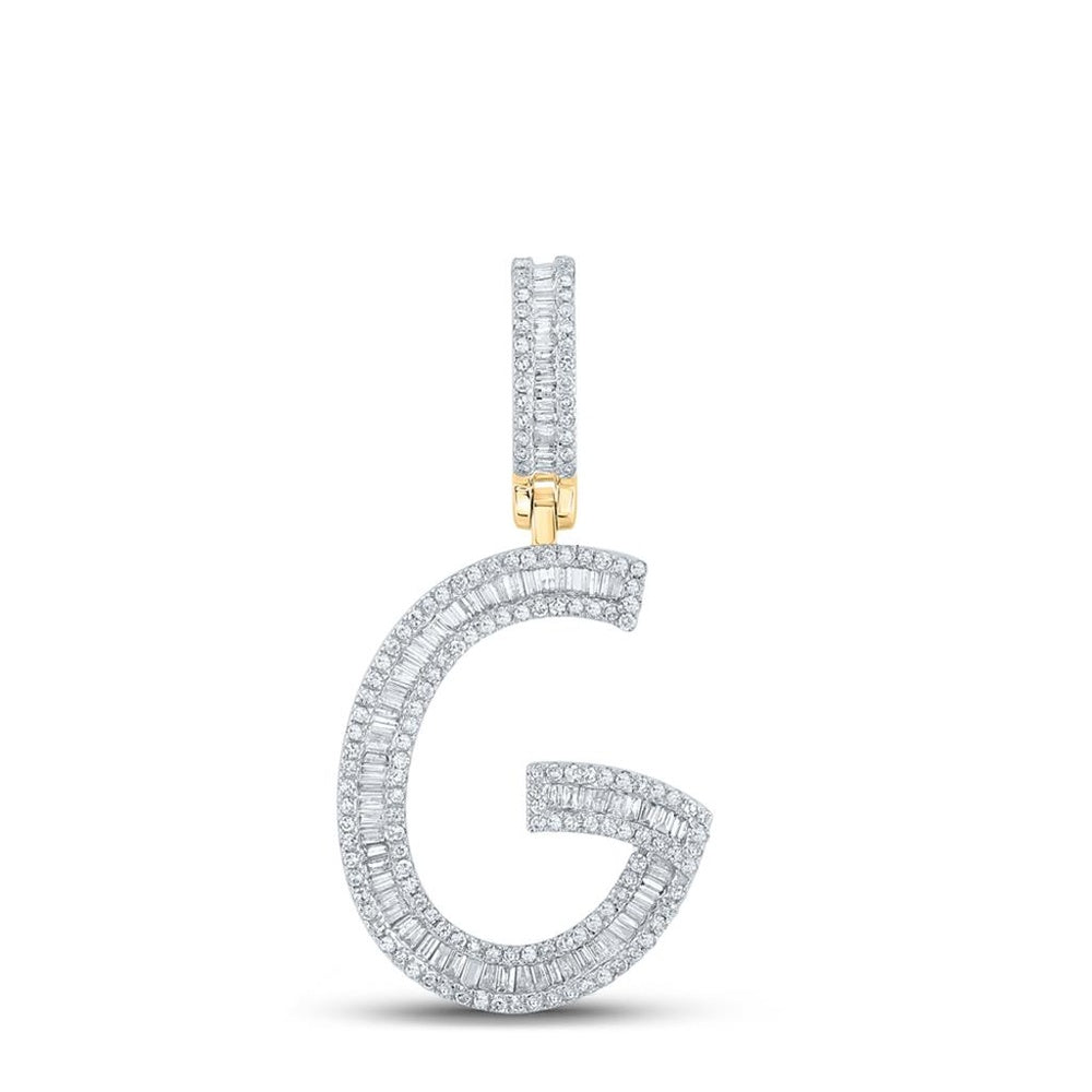 14K Yellow Gold Diamond Initial L Pendant - 3/4 Carat Total Diamond Weight