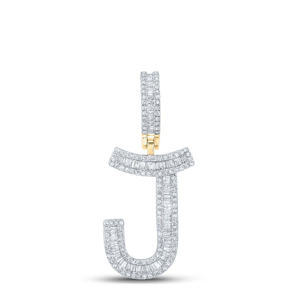 14K Yellow Gold Diamond Initial L Pendant - 3/4 Carat Total Diamond Weight