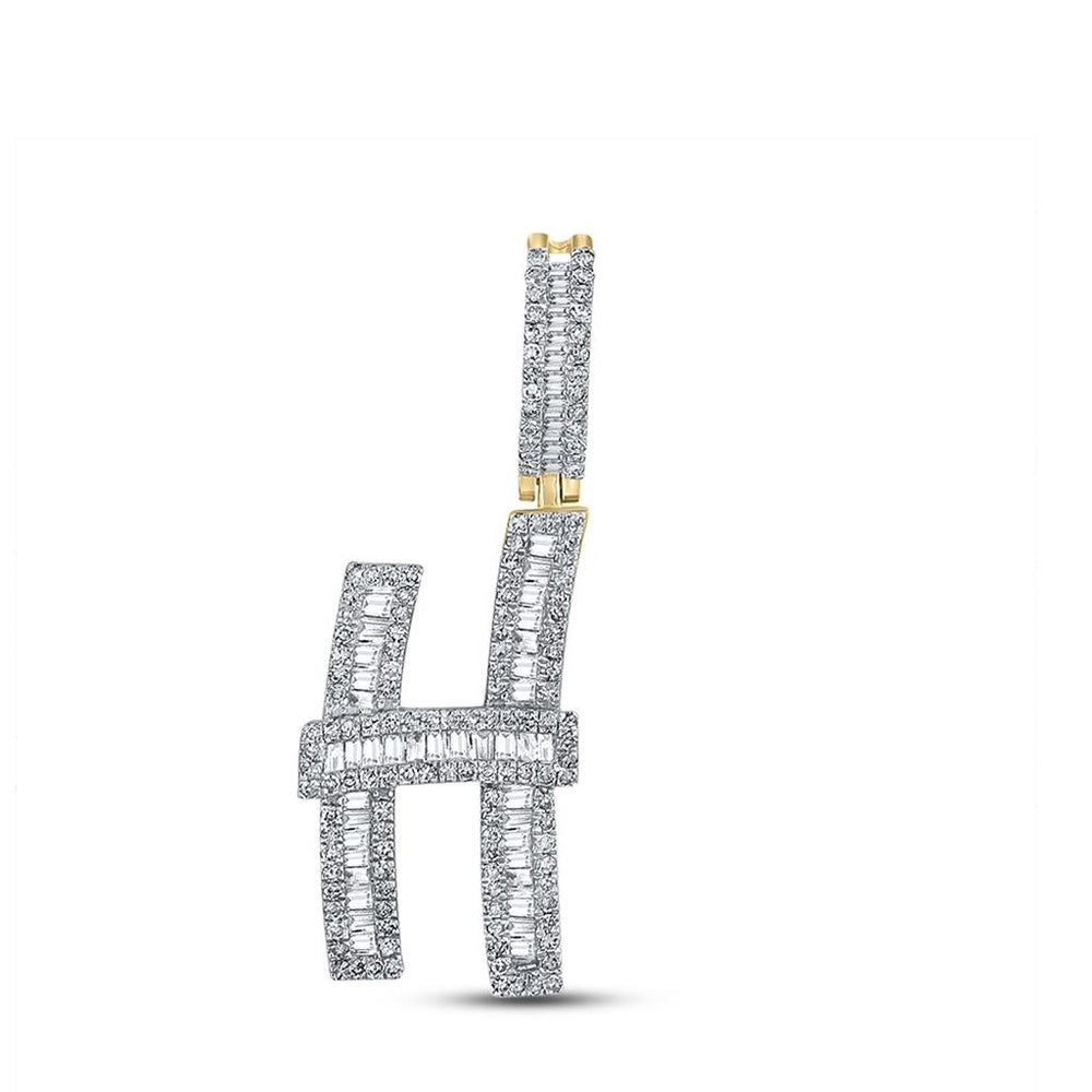 14K Yellow Gold Diamond Initial L Pendant - 7/8 Carat Total Diamond Weight