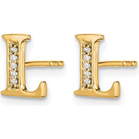 14K Yellow Gold Diamond Initial L Stud Earrings - 0.03 Carats Total Diamond Weight by Monteluci Fine Jewelry