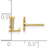 14K Yellow Gold Diamond Initial L Stud Earrings - 0.03 Carats Total Diamond Weight by Monteluci Fine Jewelry