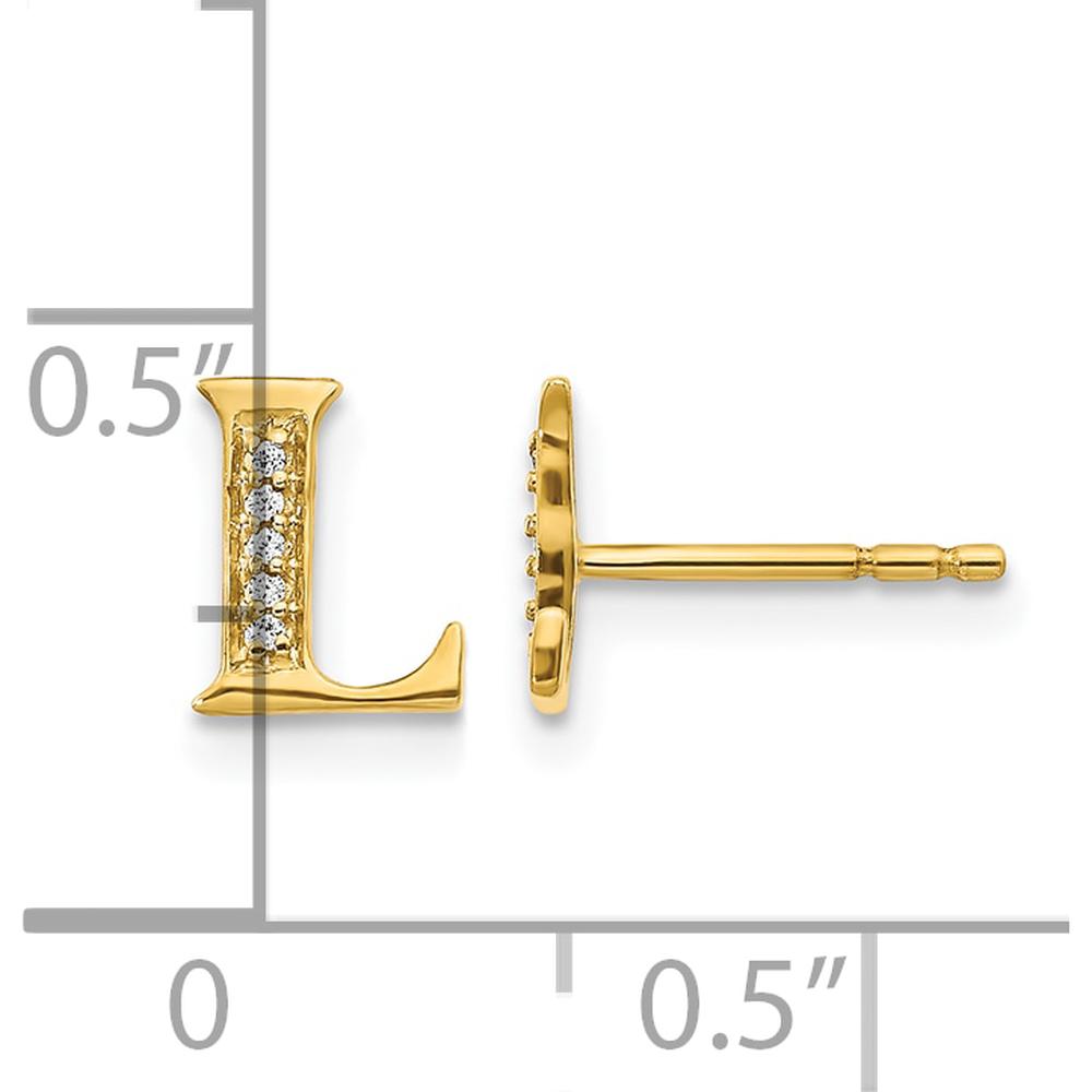 14K Yellow Gold Diamond Initial L Stud Earrings - 0.03 Carats Total Diamond Weight by Monteluci Fine Jewelry