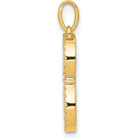14K Yellow Gold Diamond Initial Letter B Pendant - Polished Finish by Oro Pregiato