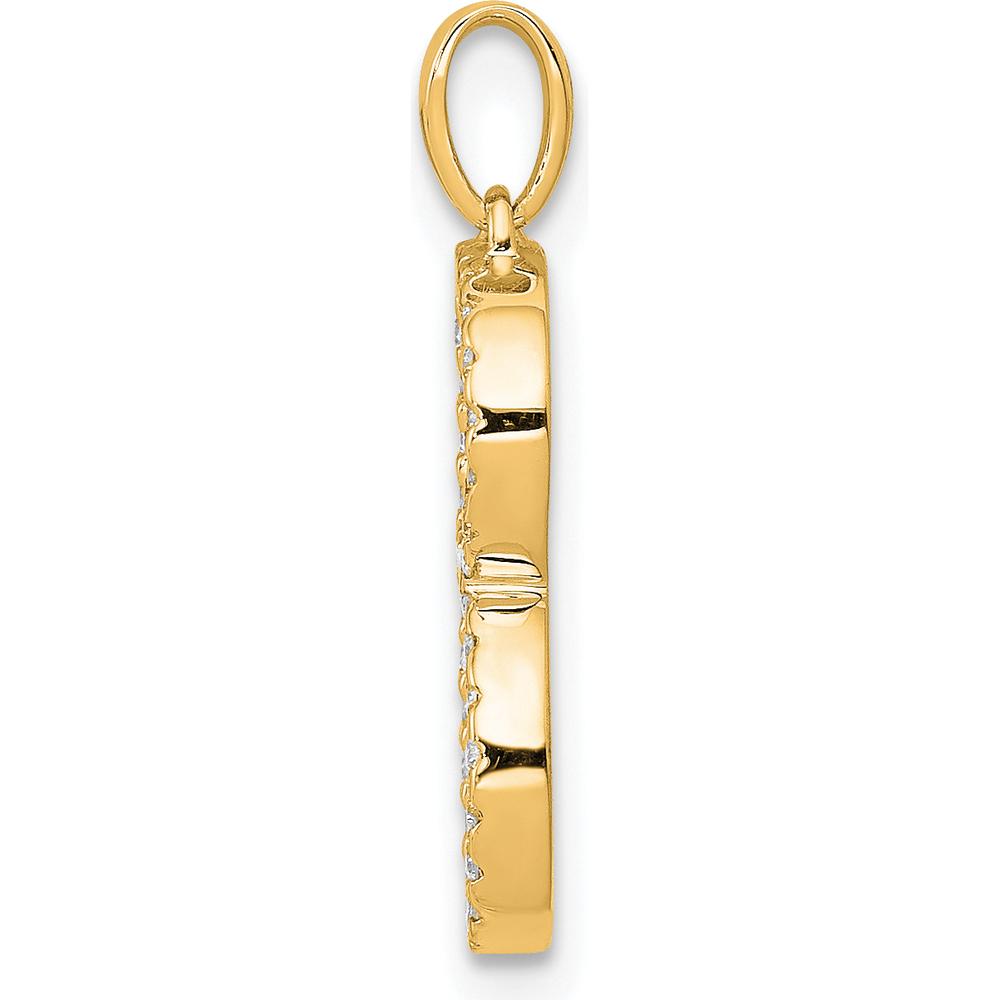 14K Yellow Gold Diamond Initial Letter B Pendant - Polished Finish by Oro Pregiato