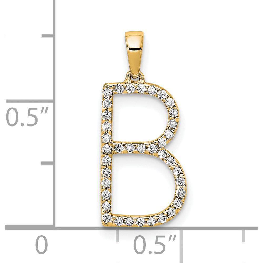 14K Yellow Gold Diamond Initial Letter B Pendant - Polished Finish by Oro Pregiato