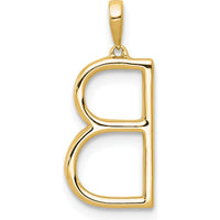 14K Yellow Gold Diamond Initial Letter B Pendant - Polished Finish by Oro Pregiato