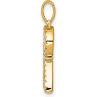 14K Yellow Gold Diamond Initial Letter R Pendant - Polished Finish with Hand-Set Diamonds by Oro Pregiato