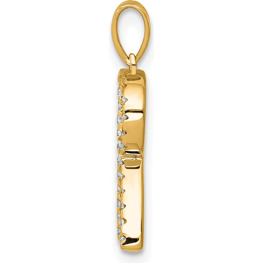 14K Yellow Gold Diamond Initial Letter R Pendant - Polished Finish with Hand-Set Diamonds by Oro Pregiato