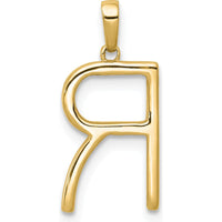 14K Yellow Gold Diamond Initial Letter R Pendant - Polished Finish with Hand-Set Diamonds by Oro Pregiato