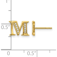 14K Yellow Gold Diamond Initial M Earrings - 0.007 Carats Total Diamond Weight by Monteluci Fine Jewelry