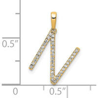 14K Yellow Gold Diamond Initial 'N' Pendant - Sparkling Diamond Letter Design by Oro Pregiato