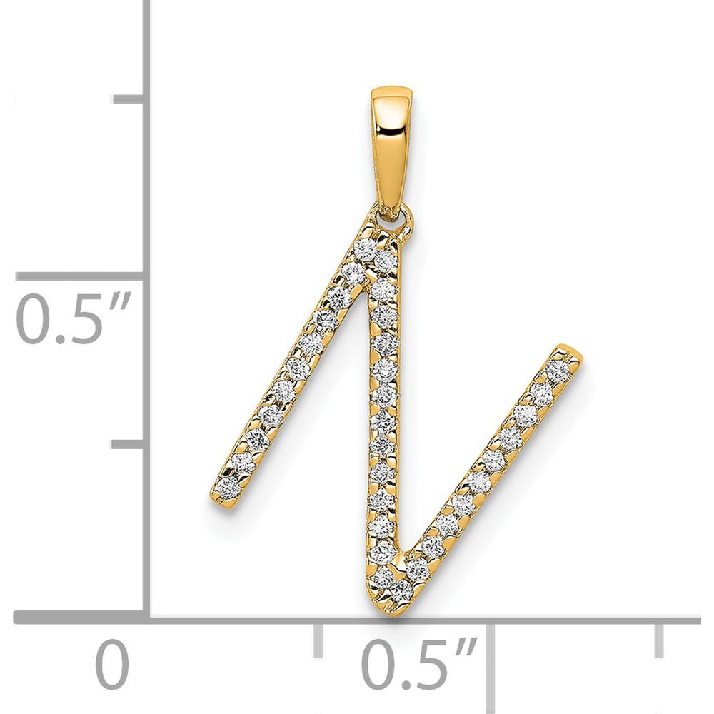 14K Yellow Gold Diamond Initial 'N' Pendant - Sparkling Diamond Letter Design by Oro Pregiato