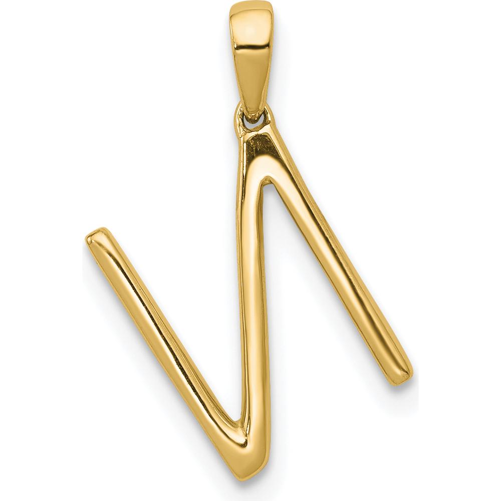 14K Yellow Gold Diamond Initial 'N' Pendant - Sparkling Diamond Letter Design by Oro Pregiato