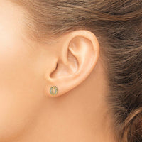 14K Yellow Gold Diamond Initial O Button Earrings with Round Cut Diamonds - 0.007 Carats Total Diamond Weight by Monteluci Fine Jewelry