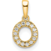 14K Yellow Gold Diamond Initial "O" Pendant with Milgrain Detail - Polished Finish by Oro Pregiato