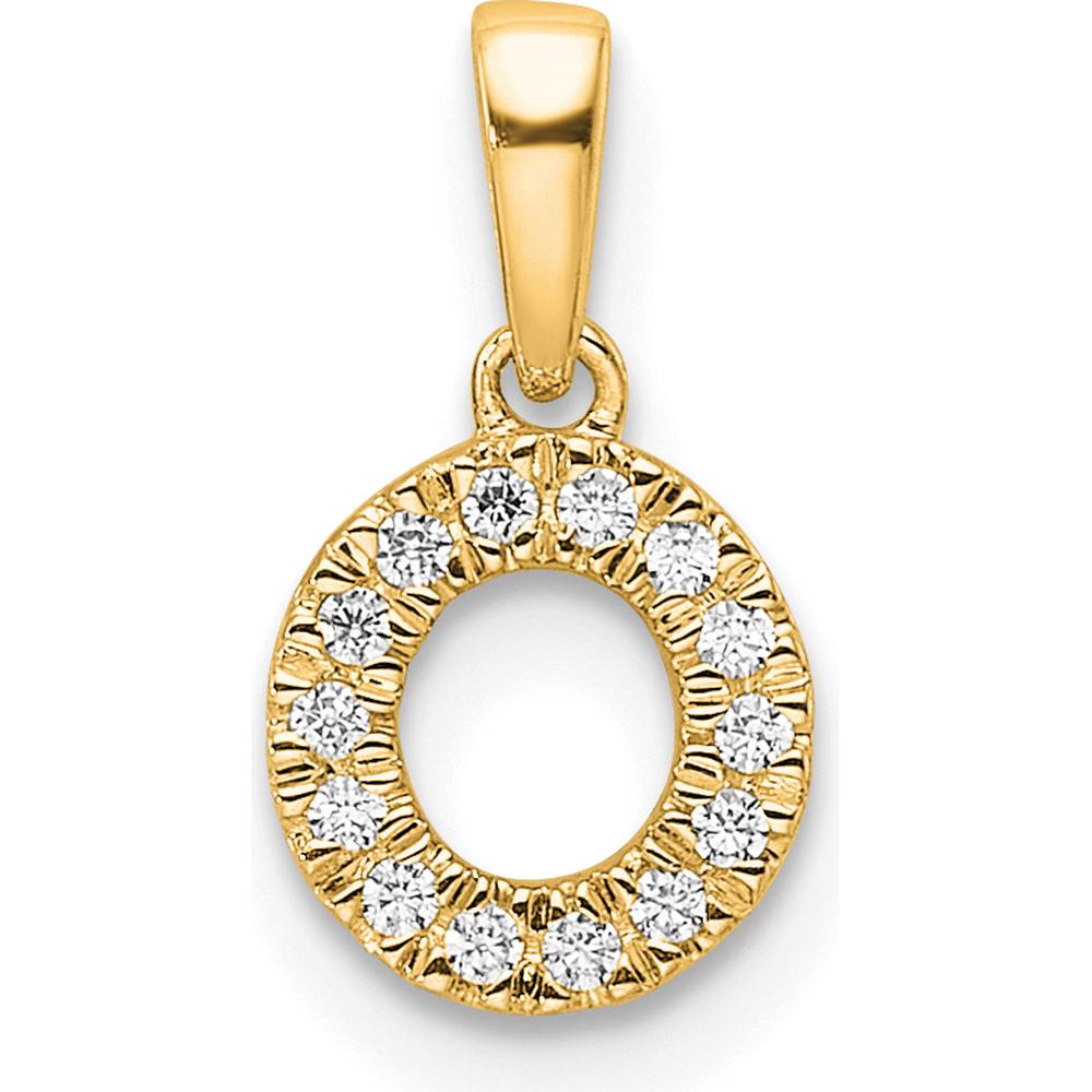 14K Yellow Gold Diamond Initial "O" Pendant with Milgrain Detail - Polished Finish by Oro Pregiato