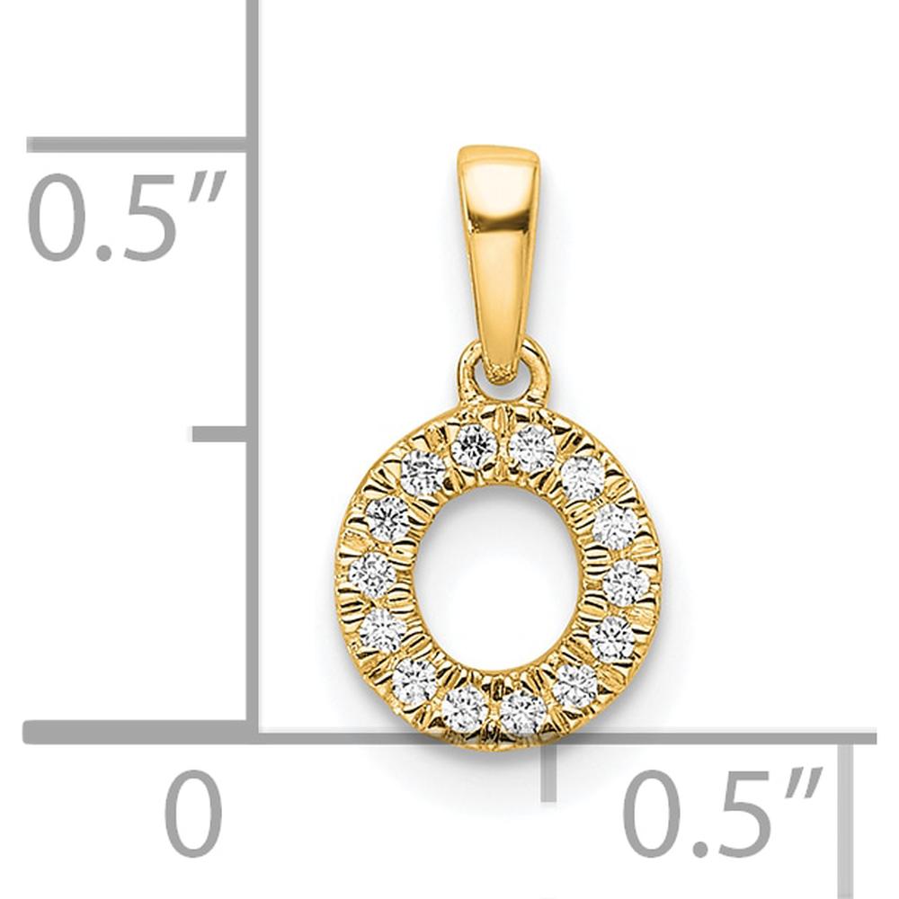 14K Yellow Gold Diamond Initial "O" Pendant with Milgrain Detail - Polished Finish by Oro Pregiato