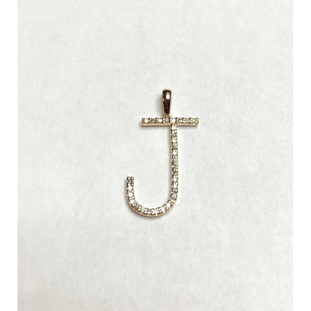 14K Yellow Gold Diamond Initial Pendant with Prong-Set Round Diamonds - 0.14 Carat Total Diamond Weight by Auriventus