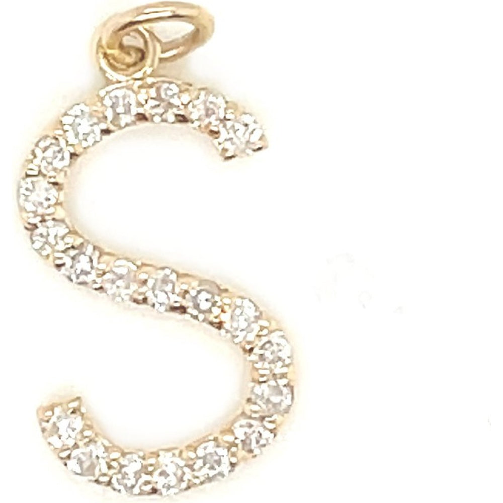14K Yellow Gold Diamond Initial "S" Pendant with Prong-Set Round Diamonds - 0.21 Carat Total Diamond Weight by Auriventus