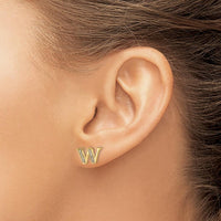 14K Yellow Gold Diamond Initial W Stud Earrings - 0.096 Carats Total Diamond Weight by Monteluci Fine Jewelry