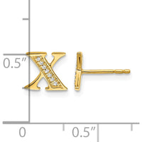 14K Yellow Gold Diamond Initial "X" Earrings with 14 Round Diamonds - 0.042 Carats Total Diamond Weight by Monteluci Fine Jewelry