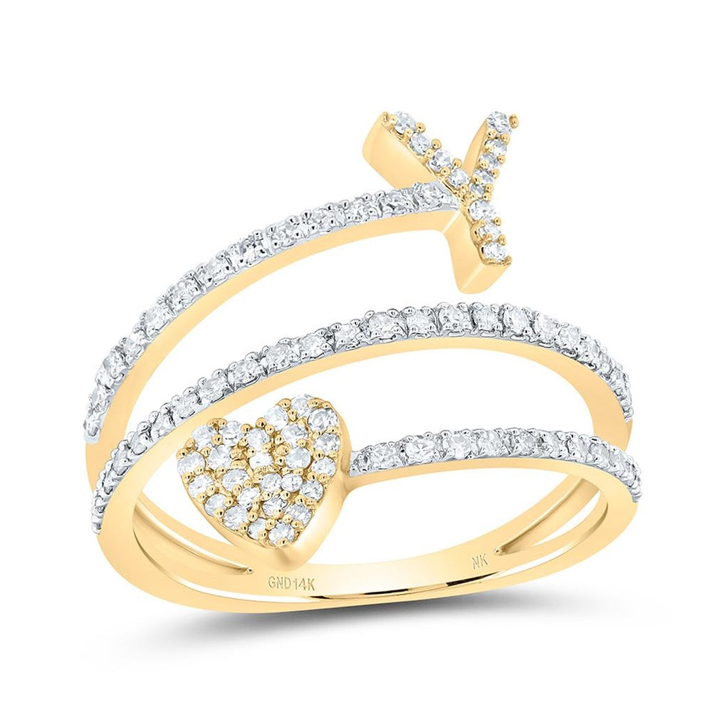 14K Yellow Gold Diamond Initial Y Ring - 3/8 Carat Total Diamond Weight