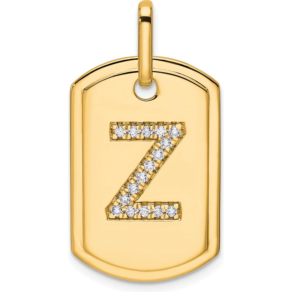 14K Yellow Gold Diamond Initial Z Dog Tag Charm by Oro Pregiato
