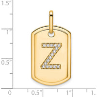 14K Yellow Gold Diamond Initial Z Dog Tag Charm by Oro Pregiato