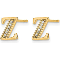 14K Yellow Gold Diamond Initial Z Stud Earrings - 0.036 Carats Total Diamond Weight by Monteluci Fine Jewelry