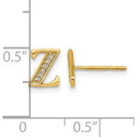 14K Yellow Gold Diamond Initial Z Stud Earrings - 0.036 Carats Total Diamond Weight by Monteluci Fine Jewelry