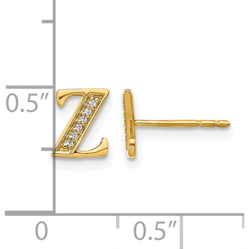 14K Yellow Gold Diamond Initial Z Stud Earrings - 0.036 Carats Total Diamond Weight by Monteluci Fine Jewelry
