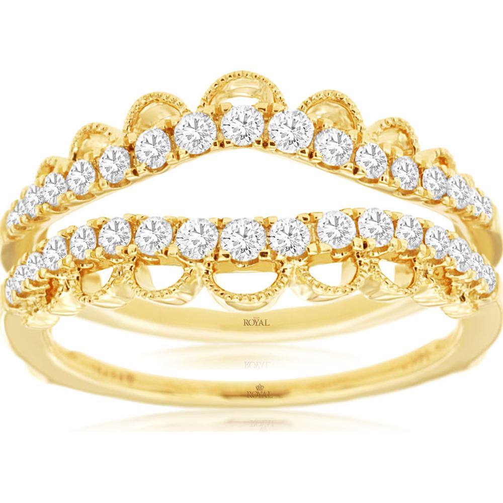 14K Yellow Gold Diamond Insert Ring with Alternating Round Diamonds - 0.50 Carats Total Diamond Weight
