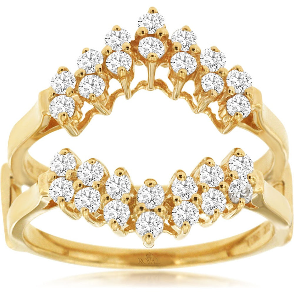 14K Yellow Gold Diamond Insert Ring with Contour Split Shank and Round Brilliant Diamonds - 0.65 Carat Total Diamond Weight - Royal Jewelry