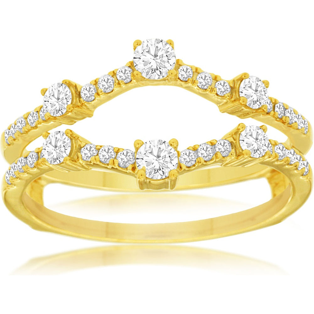 14K Yellow Gold Diamond Insert Ring with Contoured Bands and Prong-Set Round Brilliant Diamonds - 0.50 Carat Total Diamond Weight - Royal Jewelry