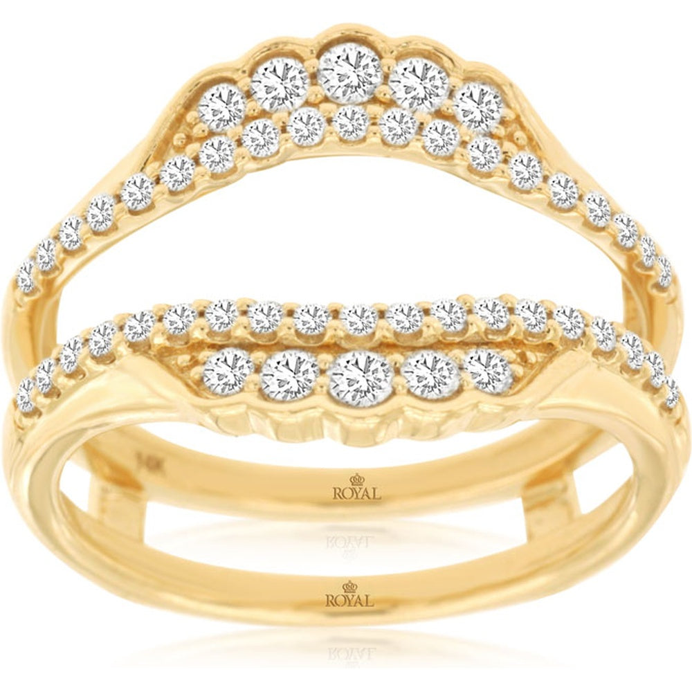 14K Yellow Gold Diamond Insert Ring with Contoured Prong-Set Round Diamonds - 0.50 Carat Total Diamond Weight - Royal Jewelry