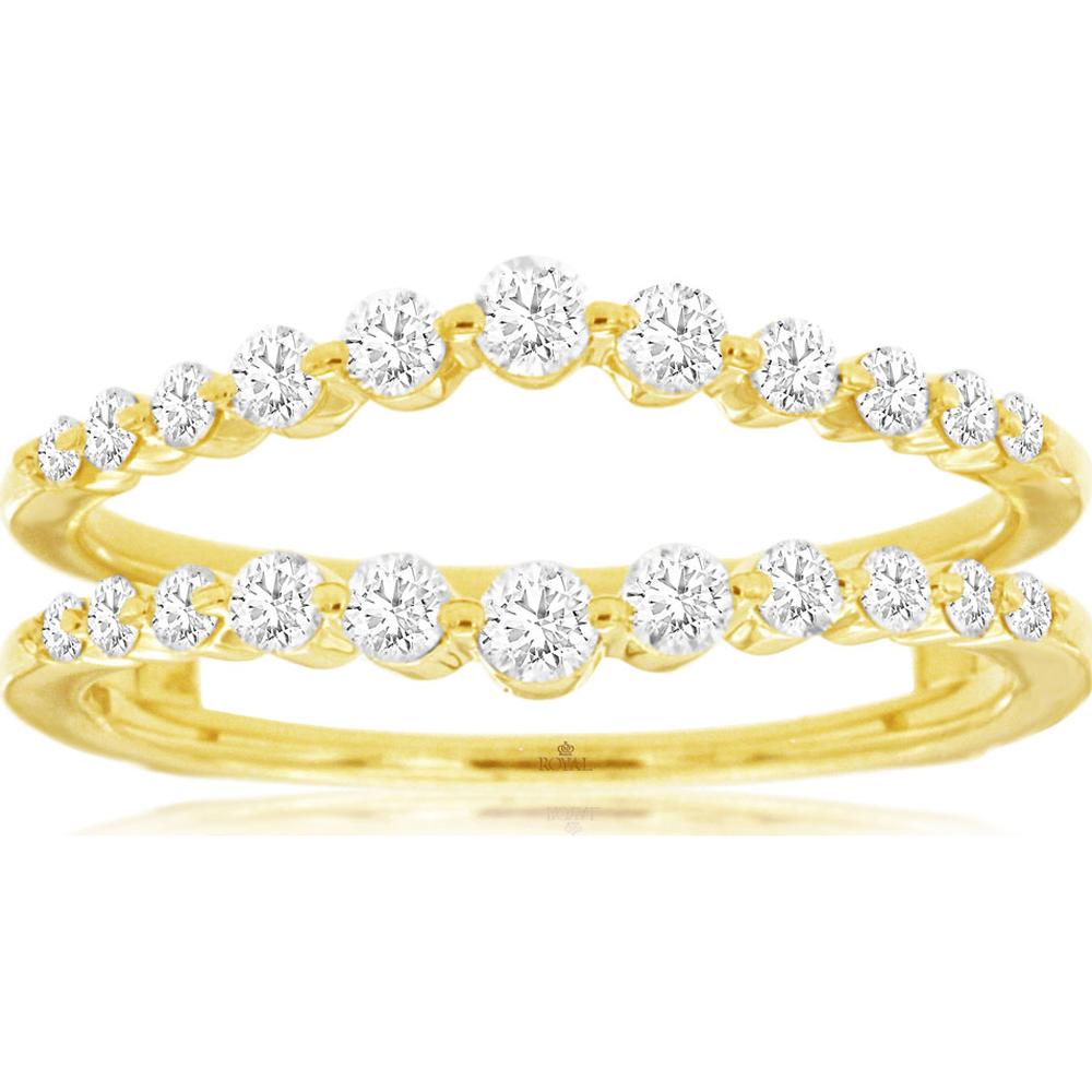 14K Yellow Gold Diamond Insert Ring with Graduating Round Brilliant Cut Stones - 0.50 Carat Total Diamond Weight - Royal Jewelry